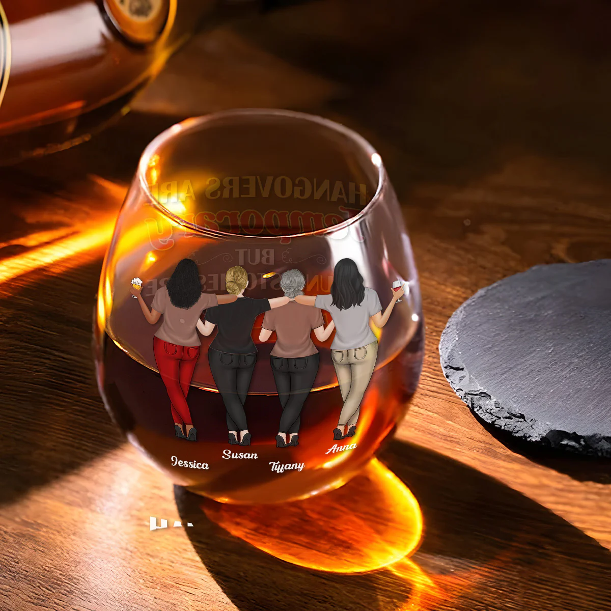 Drunk Stories Are Forever - Personalized Custom Wine Glass - Image 3