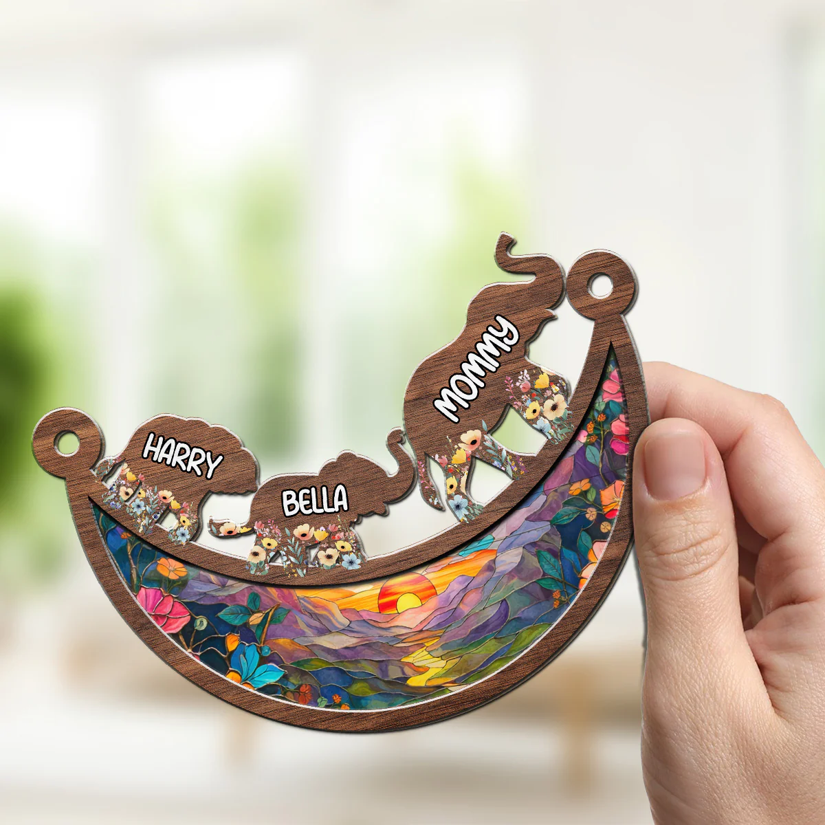 Elephant Mom Grandma - Personalized Custom Suncatcher - Image 3