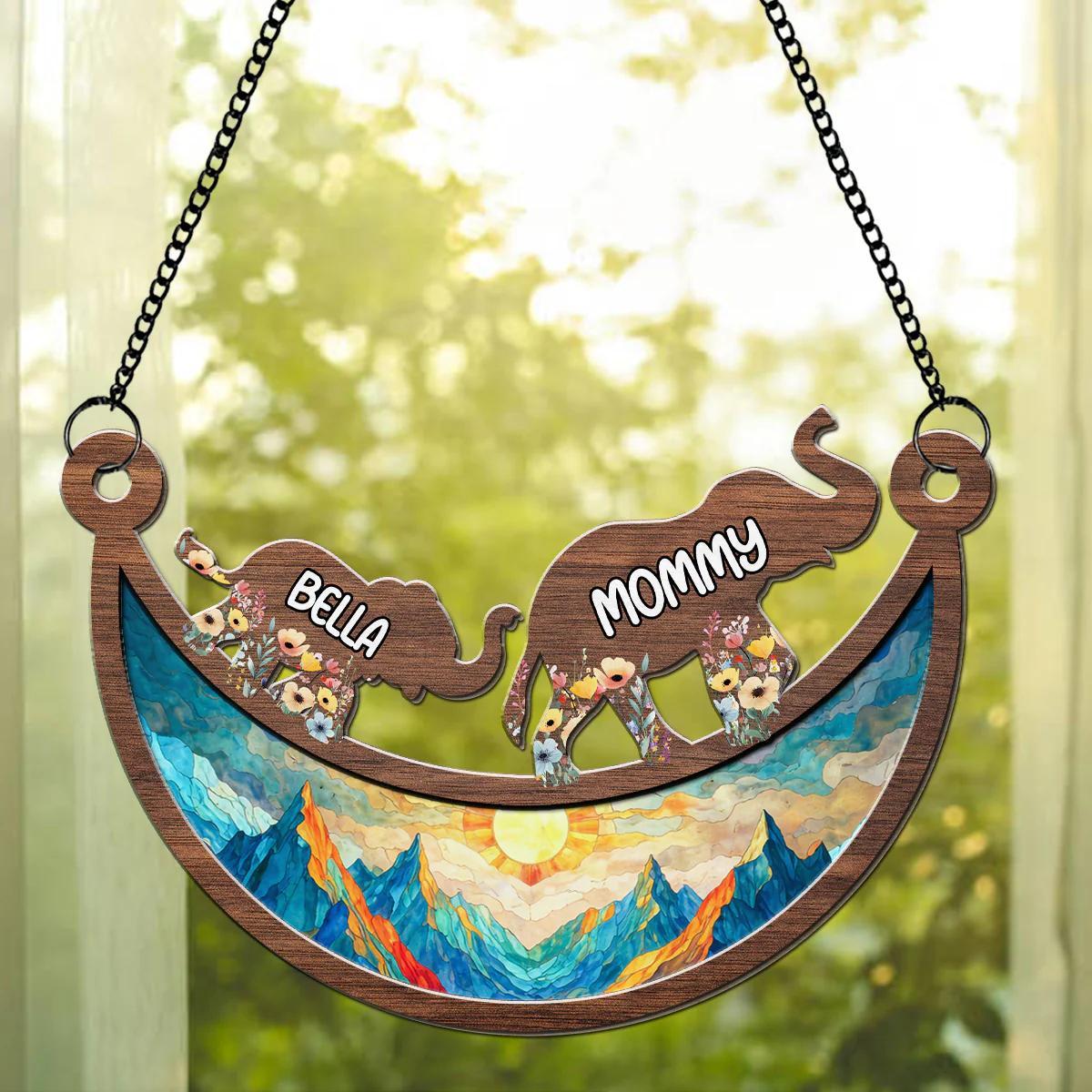 Elephant Mom Grandma - Personalized Custom Suncatcher - Image 4