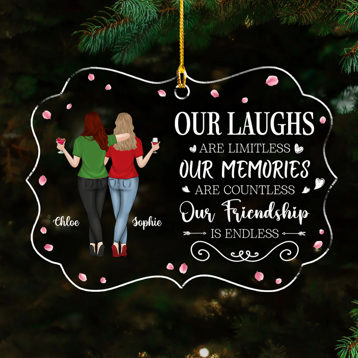 Endless Friendship Infinite Laughs - Personalized Custom Acrylic Ornament - Image 4