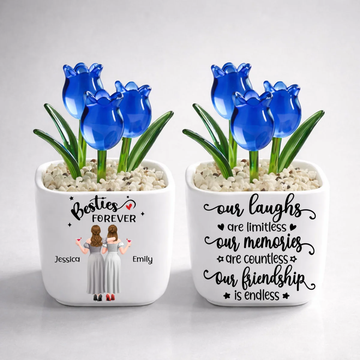 Endless Friendship - Personalized Custom Glass Everlasting Tulips - Image 9