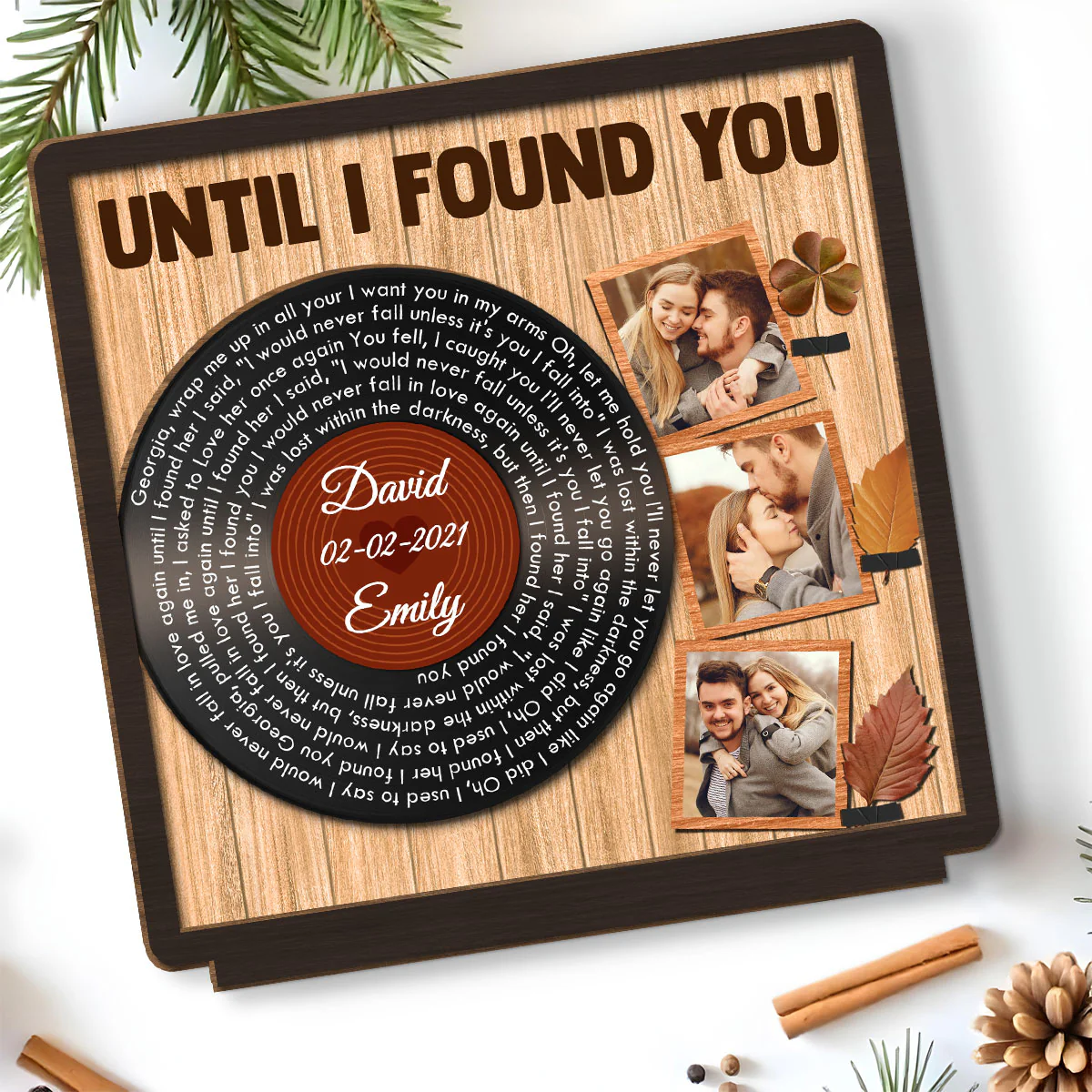 Endless Love Song Keepsake - Personalized Custom 2-Layer Wood Plaque With Flat Base - Image 4