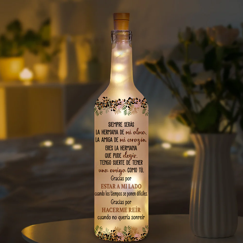 Eres Mi Hermana Del Alma – Lámpara De Botella Personalizada - Image 4
