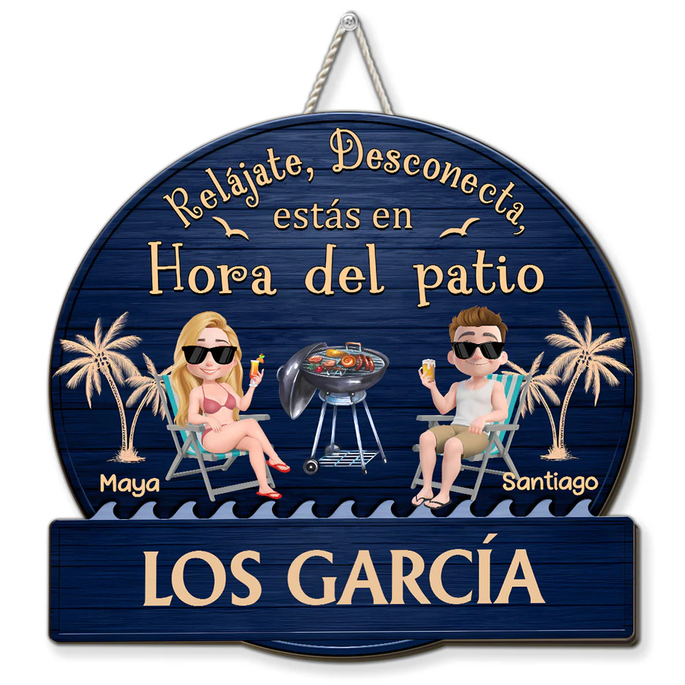 Es Hora Del Patio – Letrero De Madera Personalizado