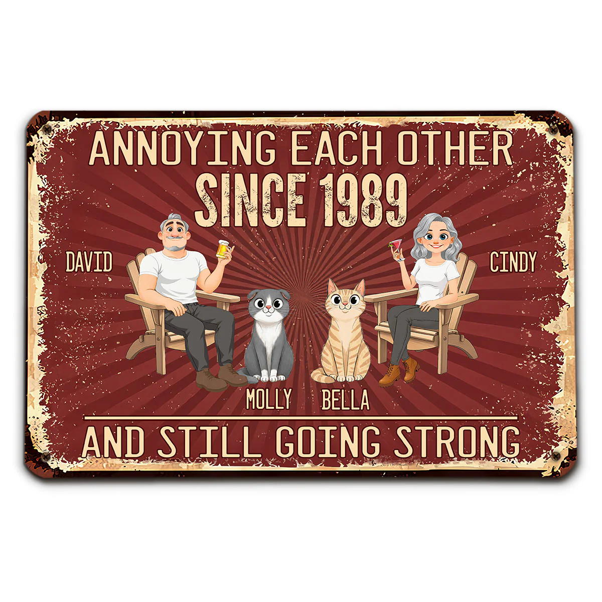 Everlasting Love With Cats - Personalized Custom Metal Sign