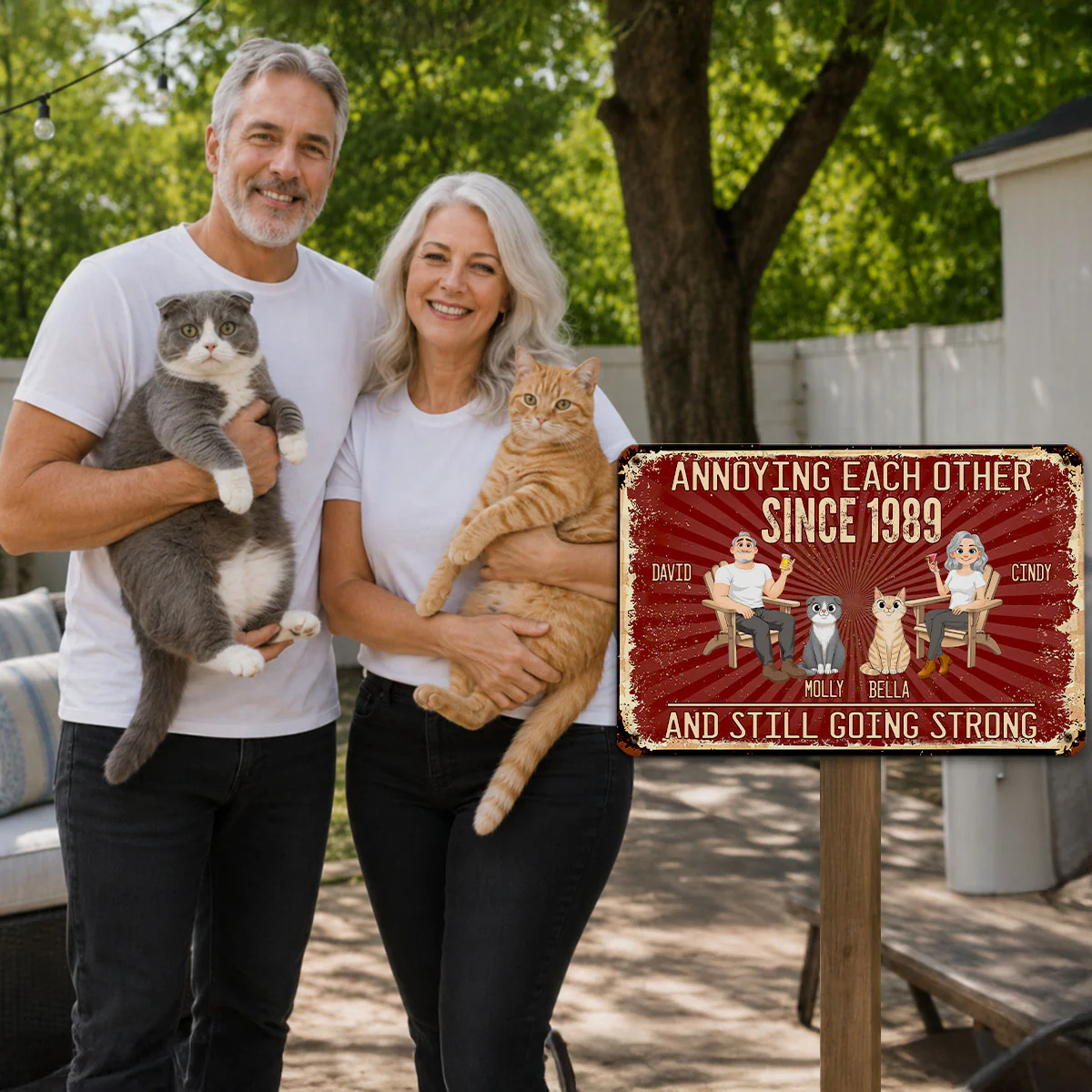 Everlasting Love With Cats - Personalized Custom Metal Sign - Image 3