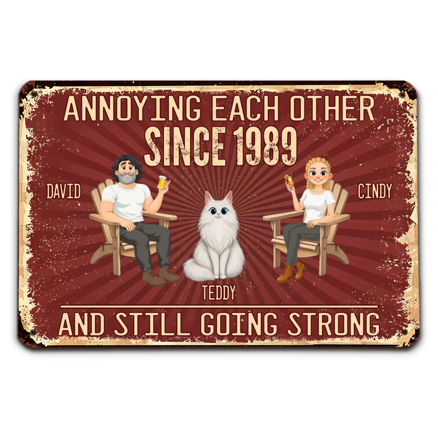 Everlasting Love With Cats - Personalized Custom Metal Sign - Image 6