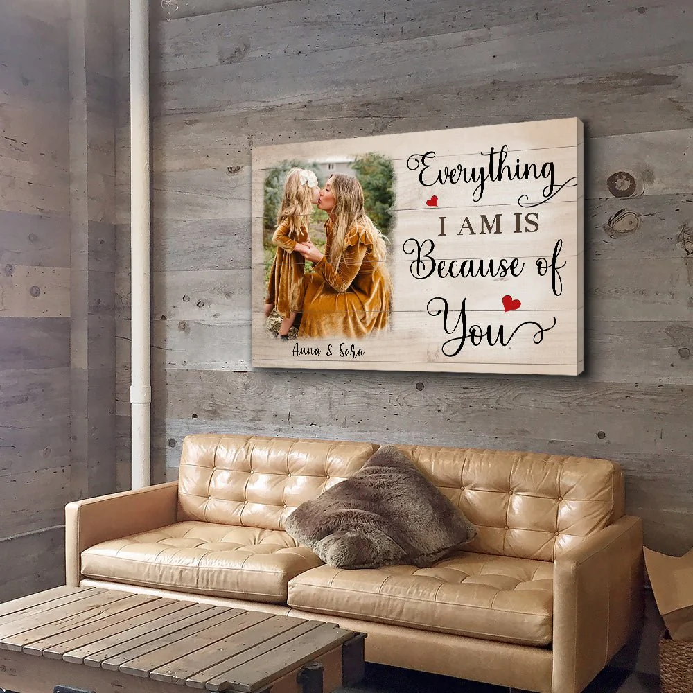 Everything I Am Is Because Of You - Personalized Custom Photo Canvas - Image 2