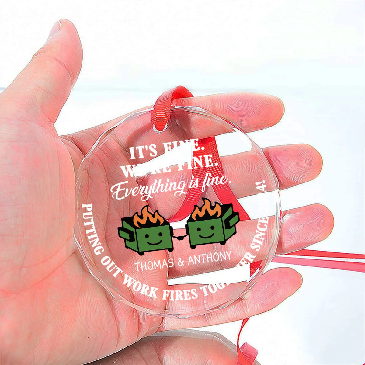 Everything Is Fine - Personalized Custom Glass Ornament - Image 5