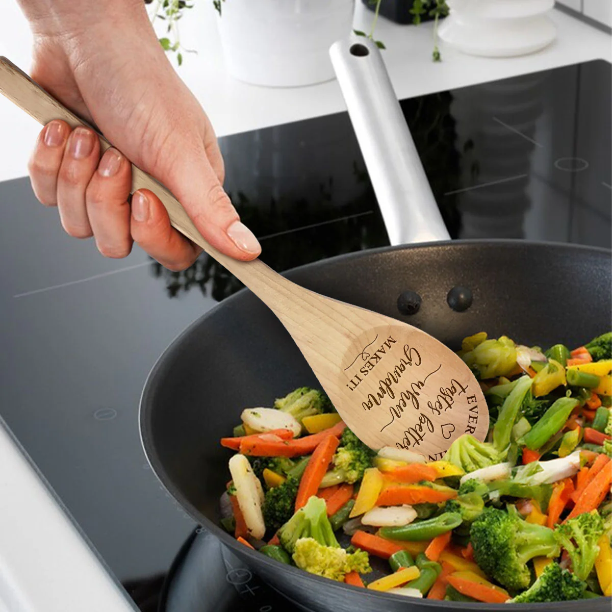 Everything Tastes Better When Grandma Makes It - Personalized Custom Engraved Wooden Spoon - Image 3