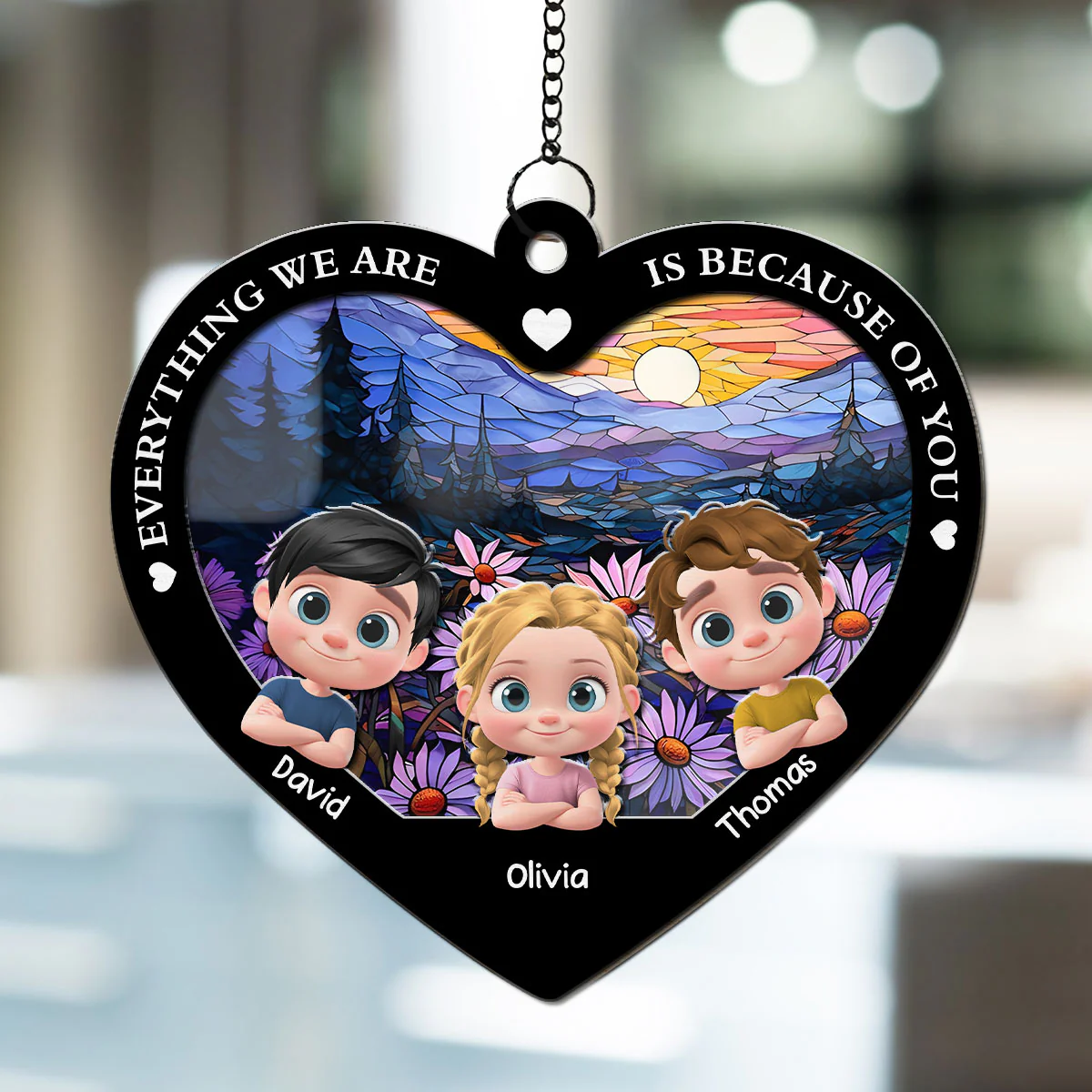Everything We Are Is Because Of You - Personalized Custom Suncatcher - Image 3