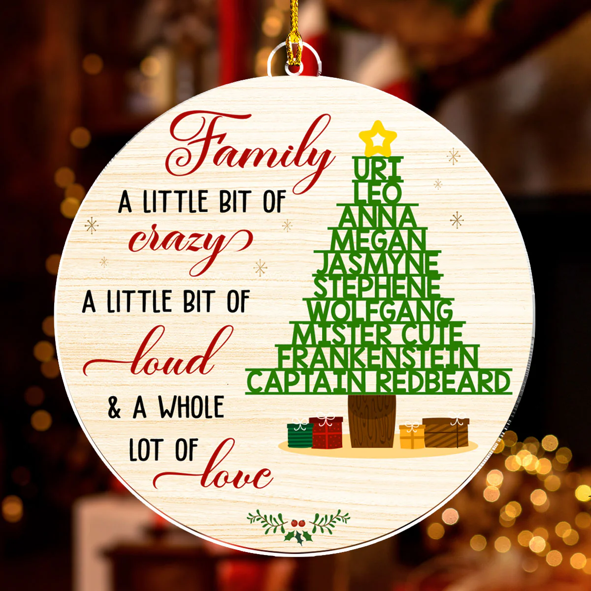 Family A Little Bit Crazy - Personalized Custom Acrylic Ornament - Image 3