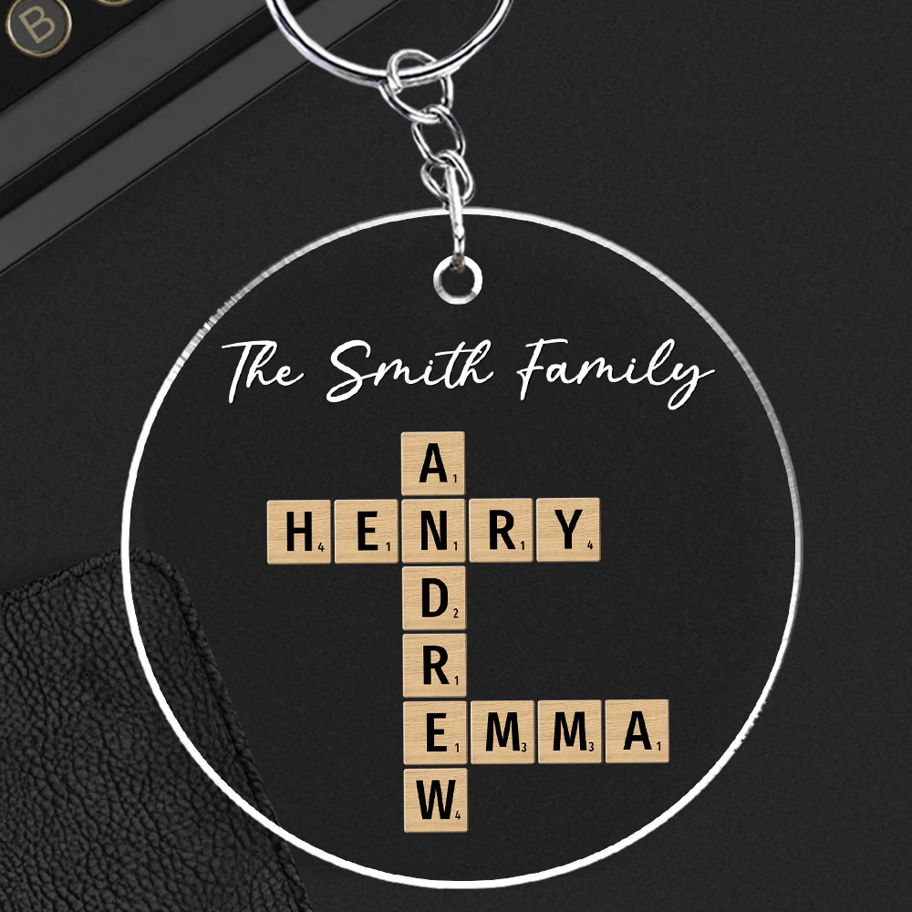 Family Besties Coworker Crossword Art - Personalized Custom Acrylic Keychain
