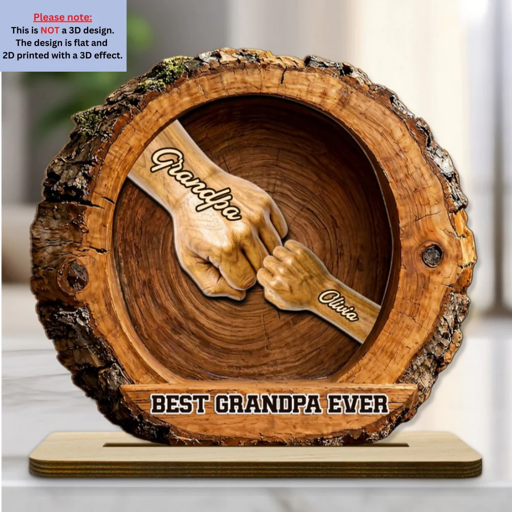 Family Bond Hand Sculpture - Personalized Custom 2-Layer Wood Plaque With Flat Base - Image 6