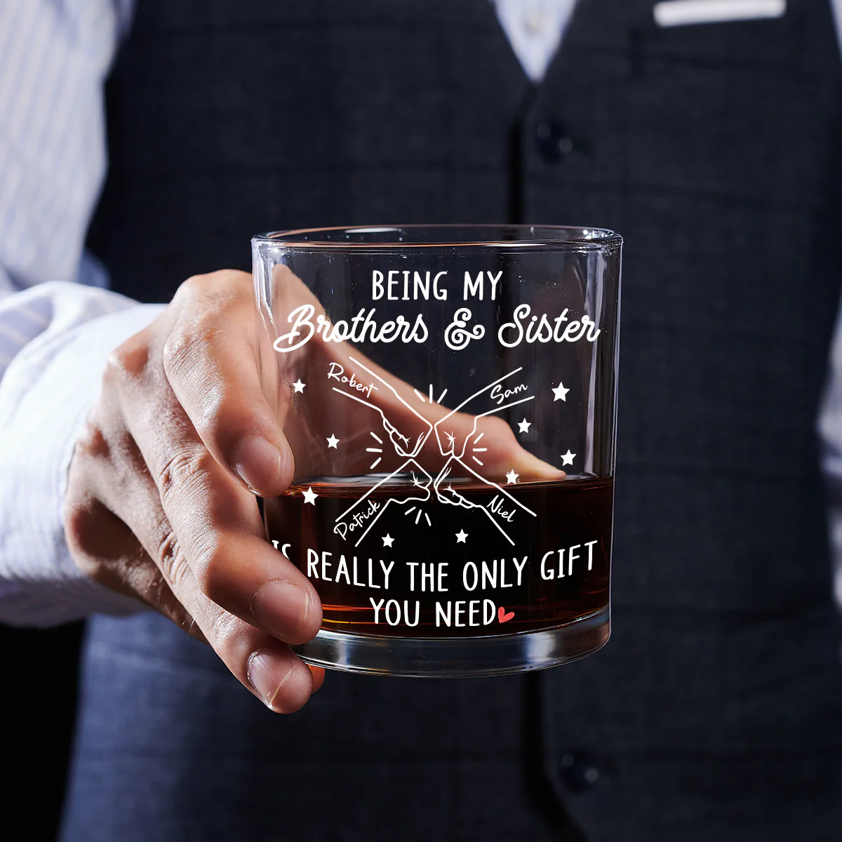 Family Bonds Never Diluted - Personalized Custom Whiskey Glass - Image 3