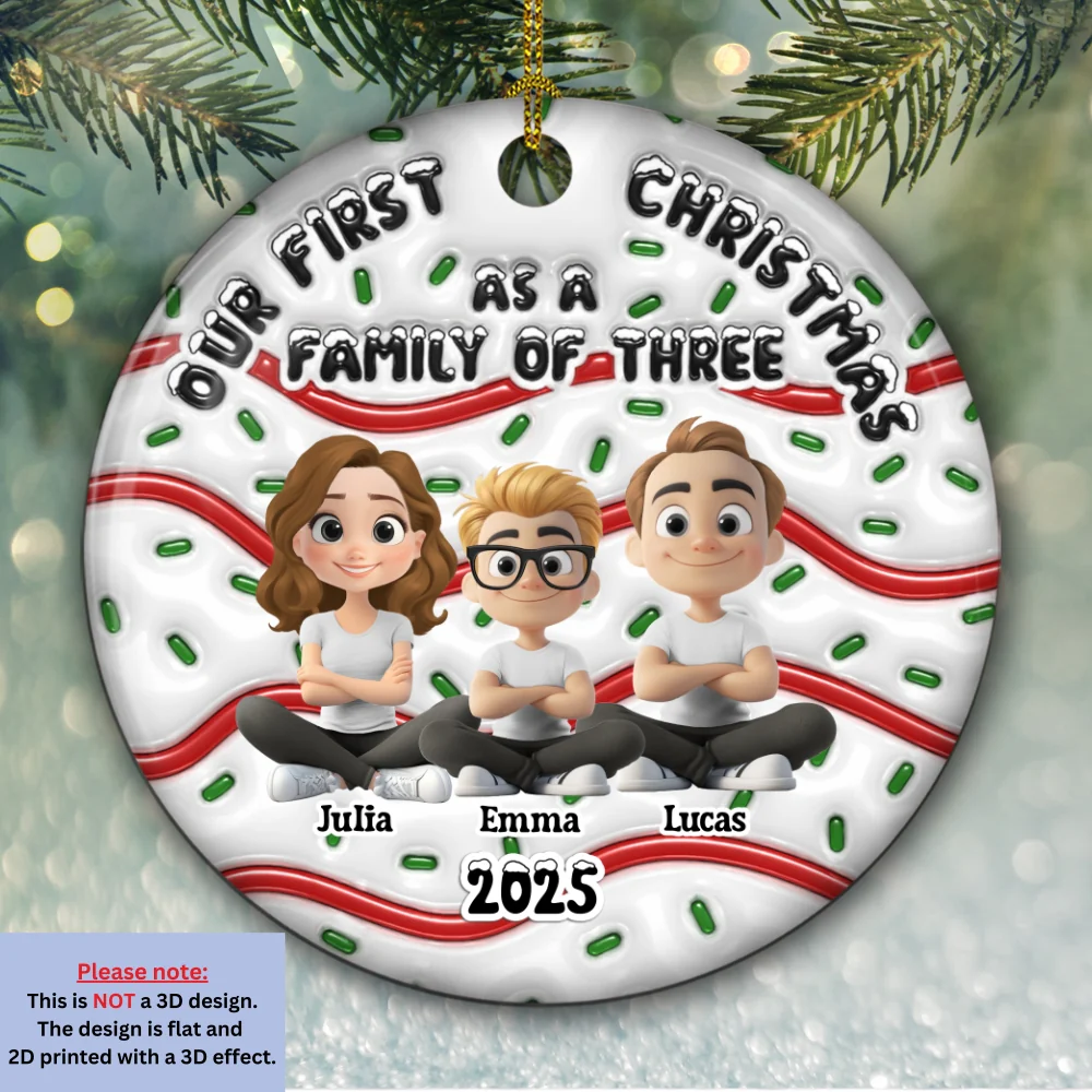 Family Cake - Personalized Custom 3D Inflated Effect Ceramic Ornament - Image 5