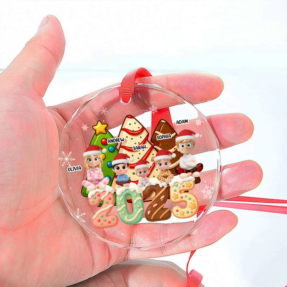 Family Cake - Personalized Custom Glass Ornament - Image 2