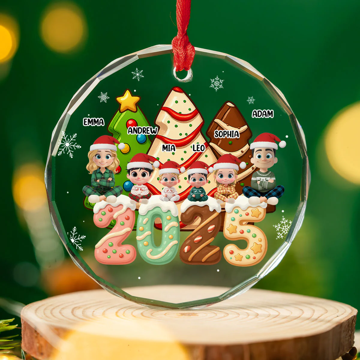 Family Cake - Personalized Custom Glass Ornament - Image 4