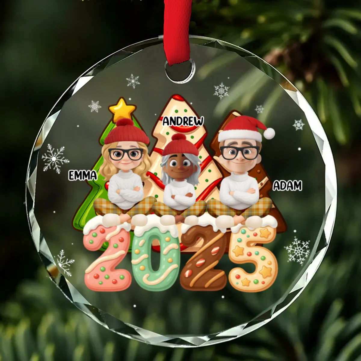 Family Cake - Personalized Custom Glass Ornament - Image 7