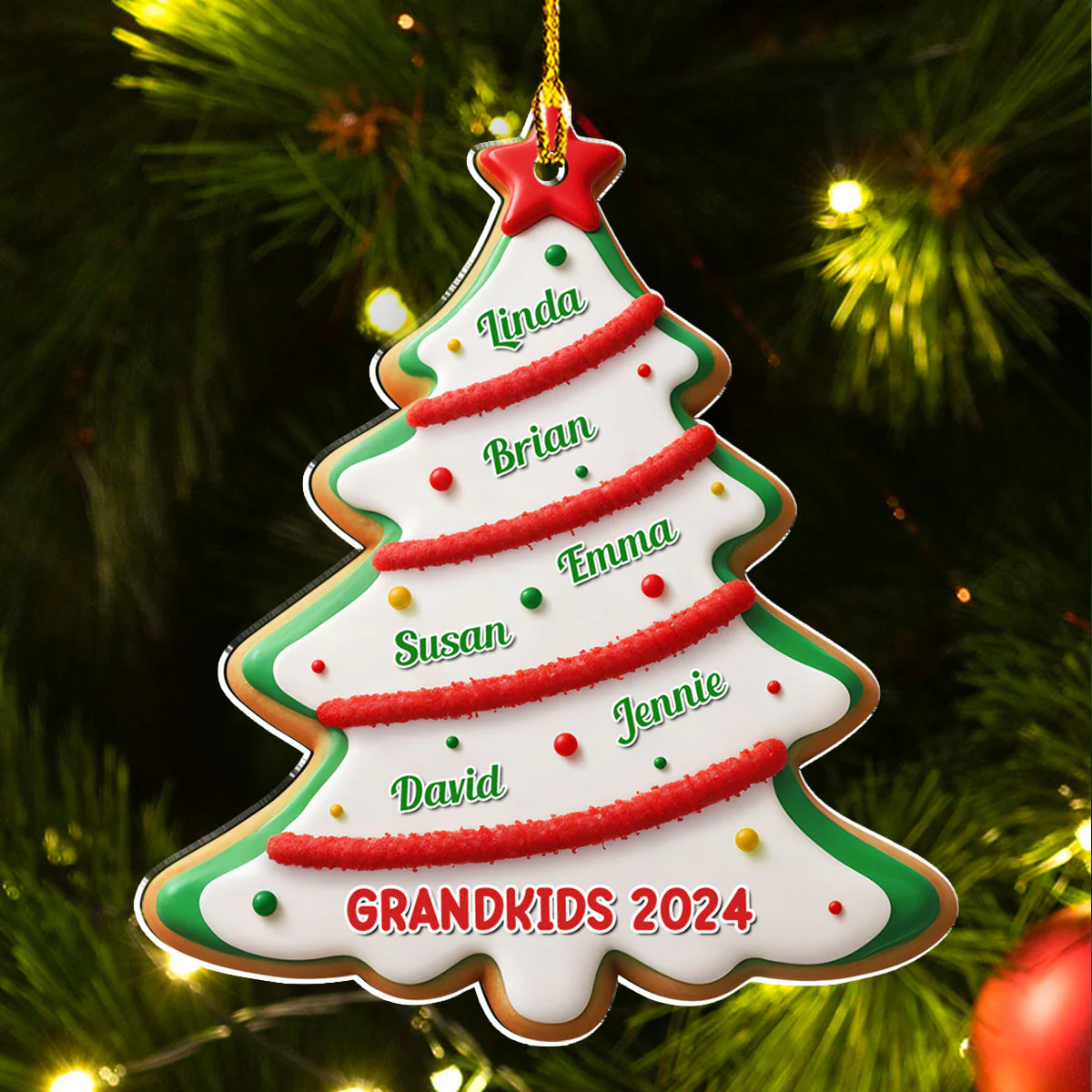 Family Christmas Cake - Personalized Custom Acrylic Ornament - Image 3