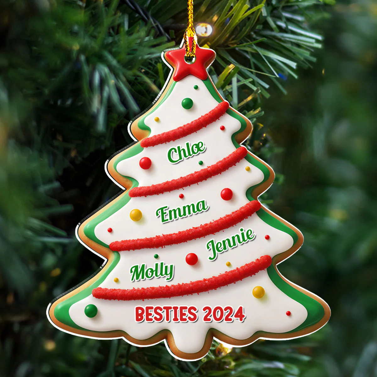 Family Christmas Cake - Personalized Custom Acrylic Ornament - Image 4