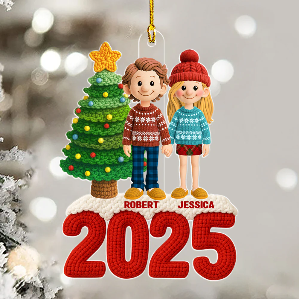 Family Christmas Crochet - Personalized Custom Acrylic Ornament - Image 3