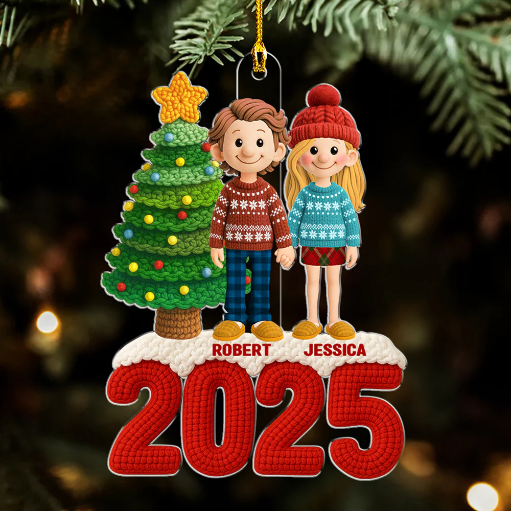 Family Christmas Crochet - Personalized Custom Acrylic Ornament - Image 4