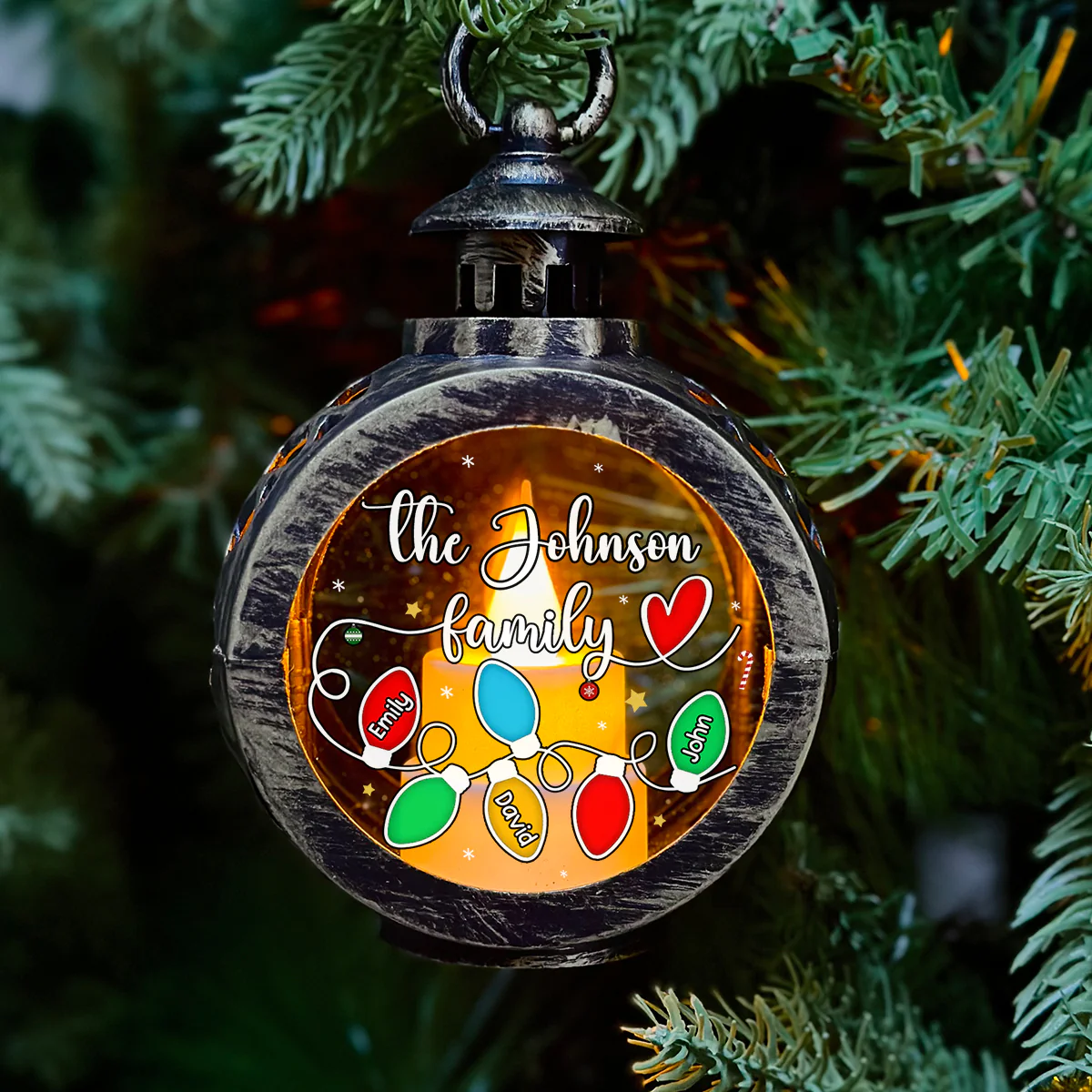 Family Christmas Light - Personalized Custom Christmas Lantern - Image 2