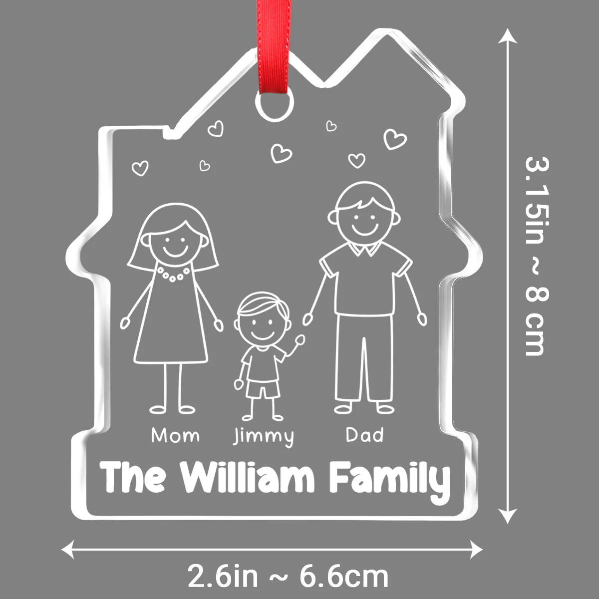 Family Christmas - Personalized Custom House Shaped Glass Ornament - Image 5
