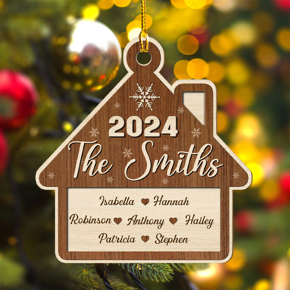 Family Christmas - Personalized Custom Wood Ornament - Image 2
