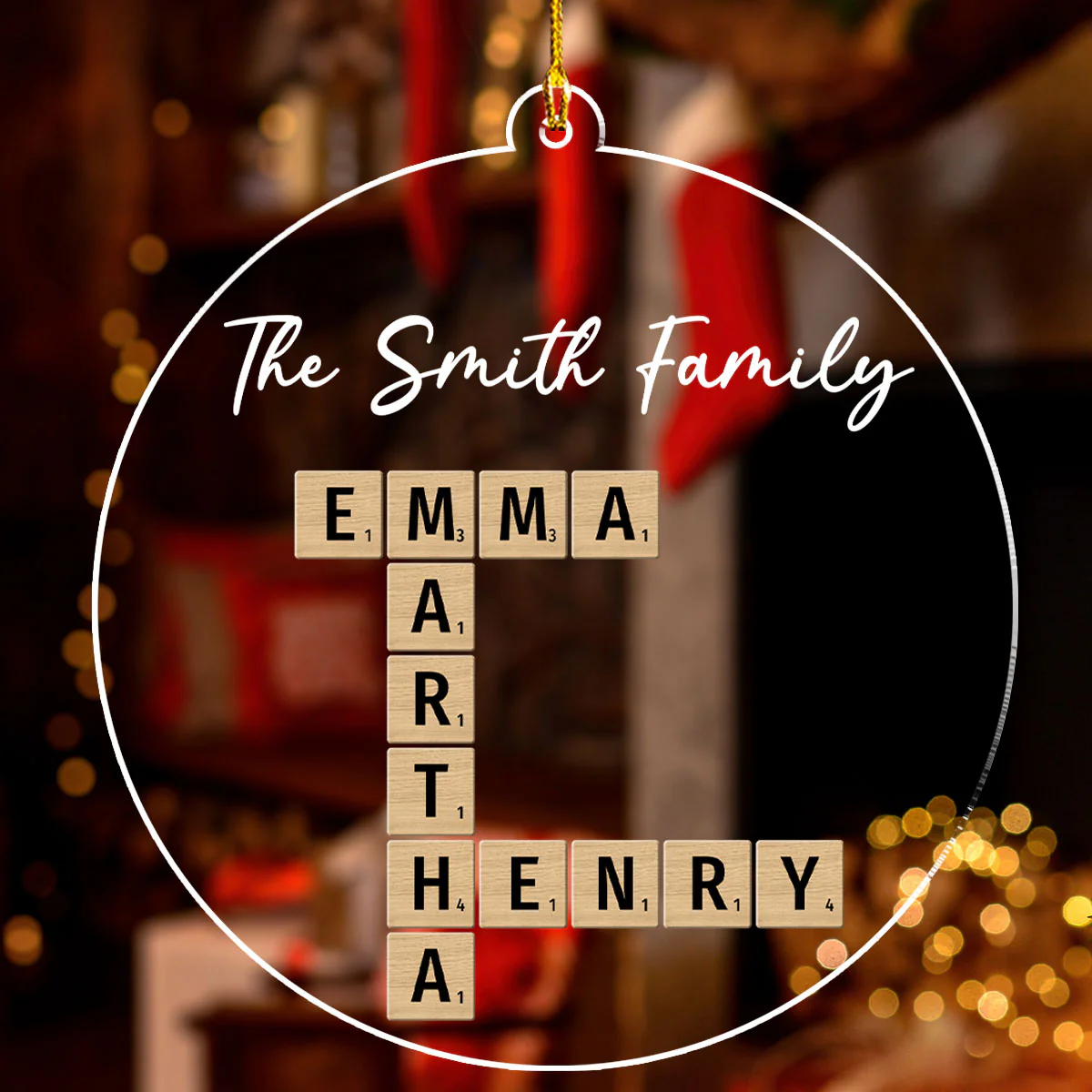 Family Crossword Art - Personalized Custom Acrylic Ornament - Image 2