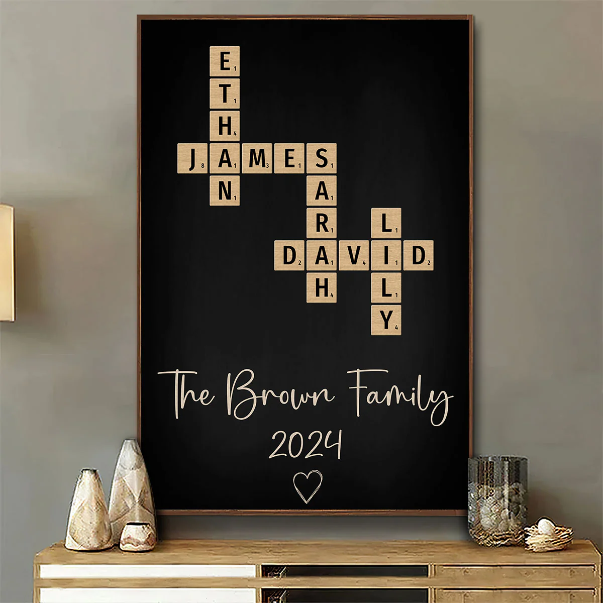 Family Crossword Art - Personalized Custom Poster