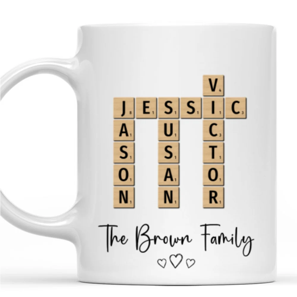 Family Crossword Puzzle Art - Personalized Custom Coffee Mug - Image 6