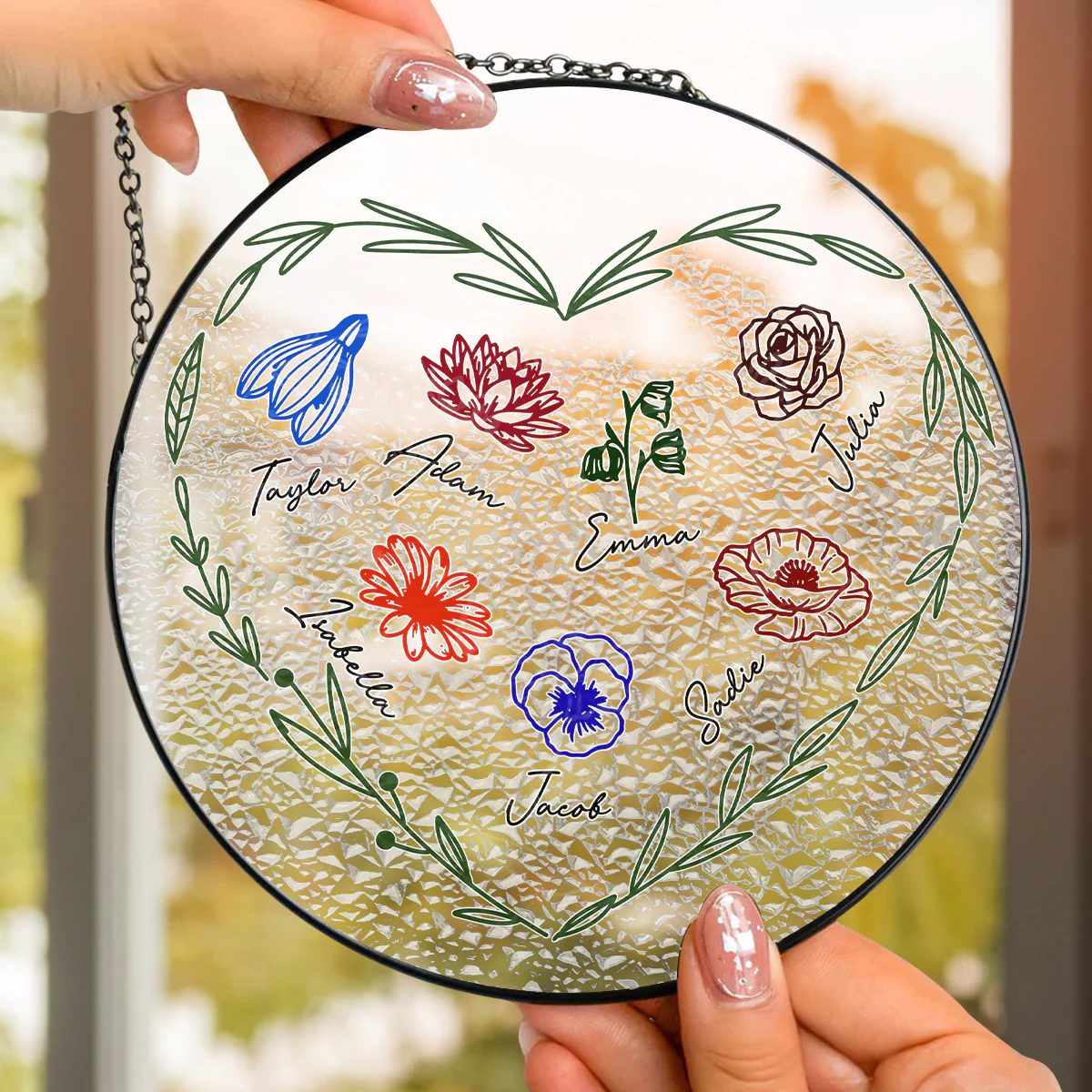 Family Flowers - Personalized Custom Window Hanging Suncatcher - Image 4
