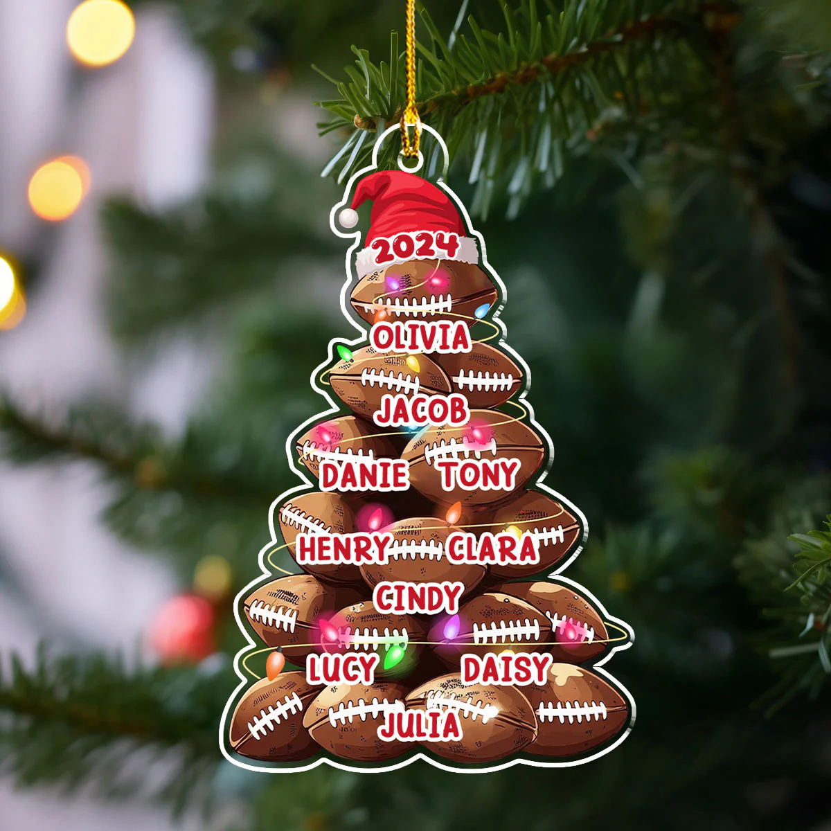 Family Football Team Christmas - Personalized Custom Acrylic Ornament - Image 5