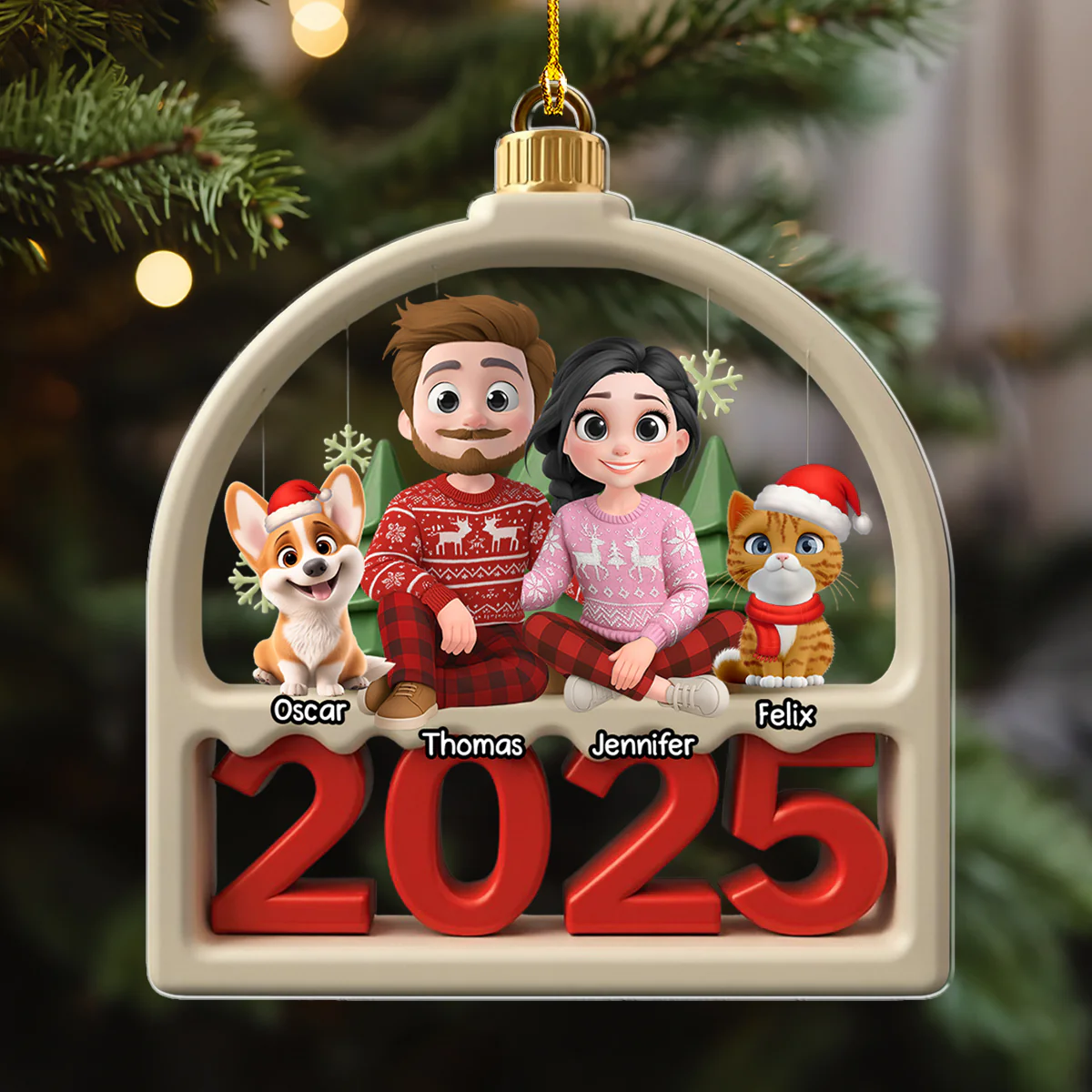 Family Furry And Pet - Personalized Custom Acrylic Ornament