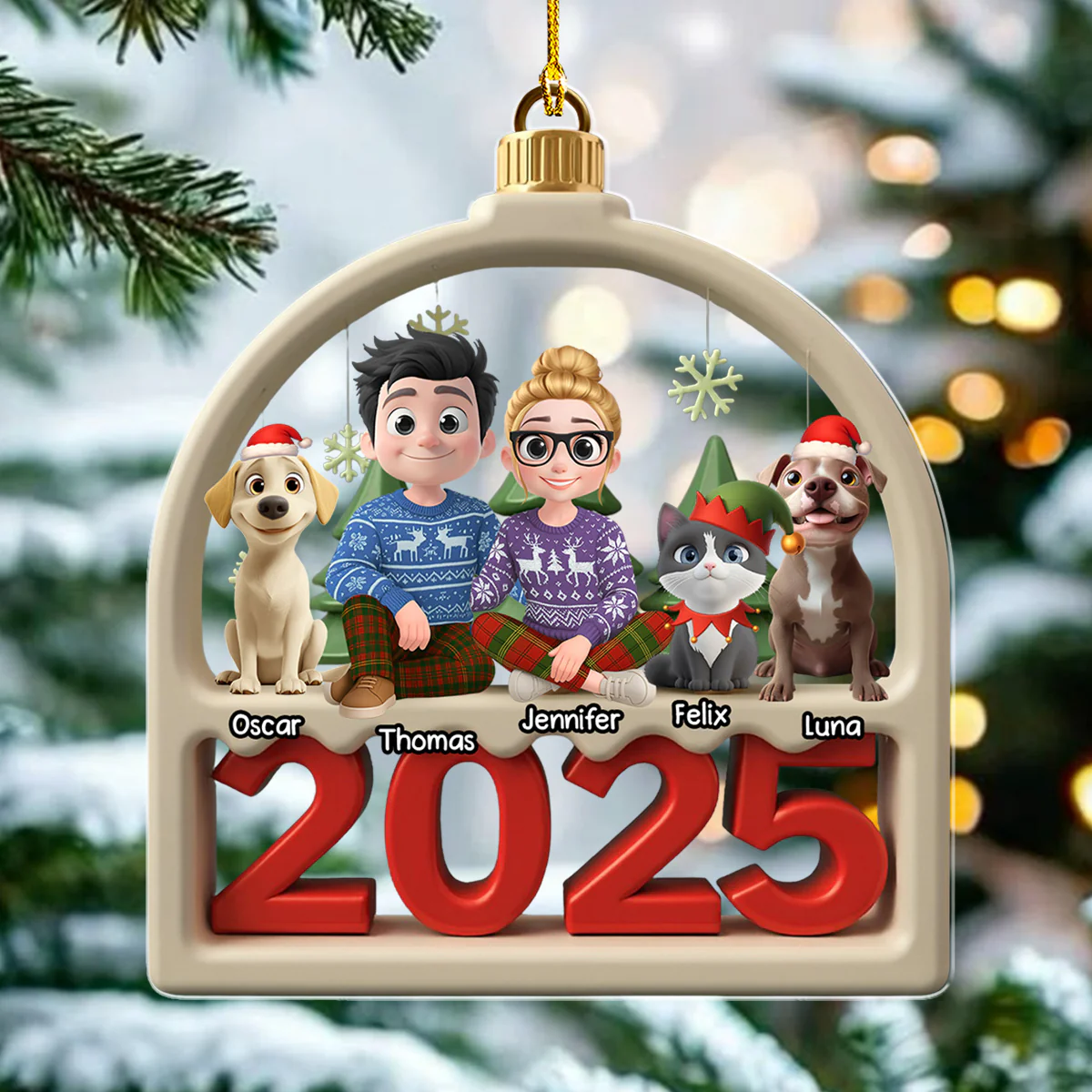 Family Furry And Pet - Personalized Custom Acrylic Ornament - Image 3