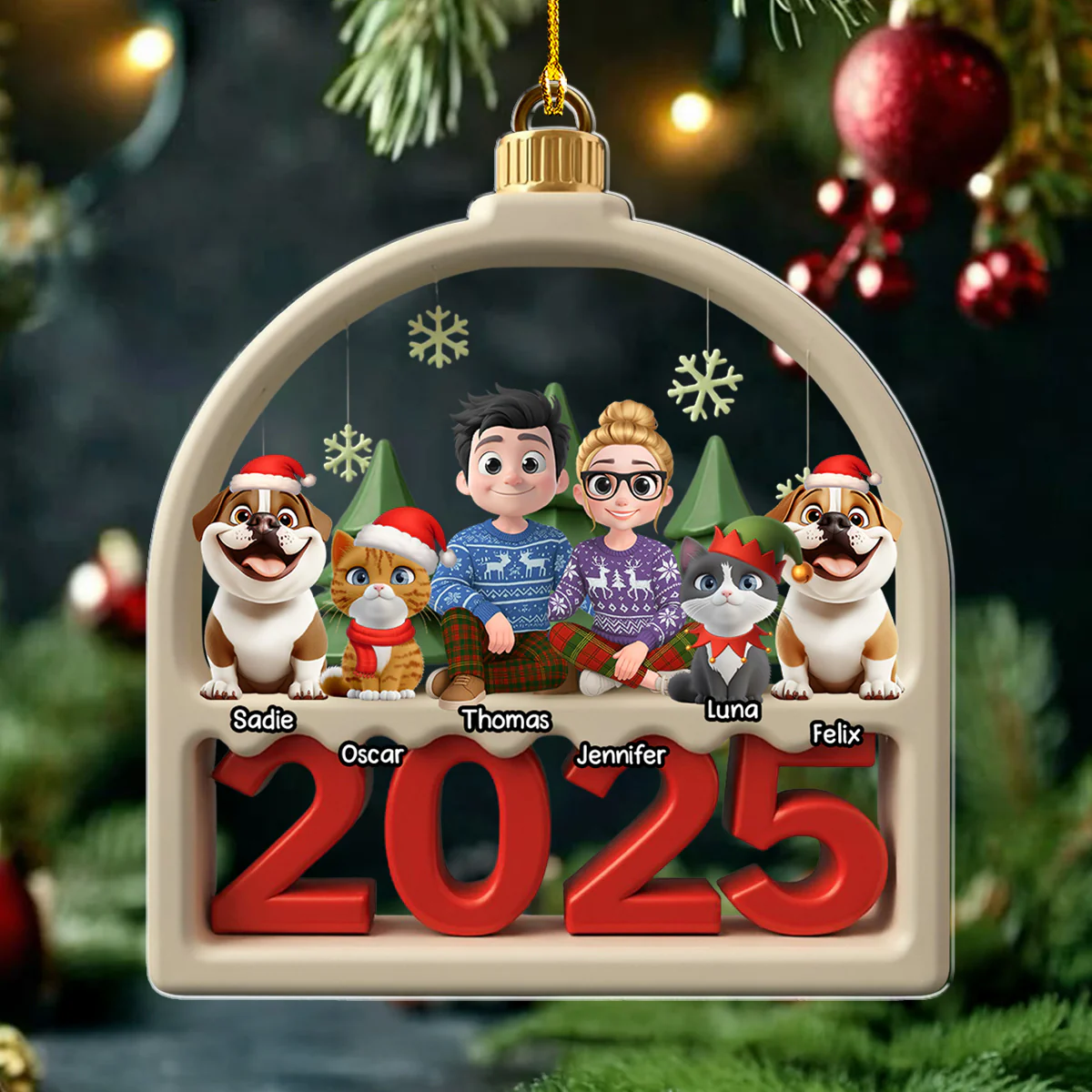 Family Furry And Pet - Personalized Custom Acrylic Ornament - Image 4