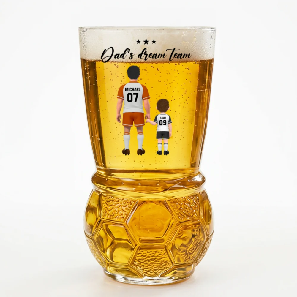 Family Goals - Personalized Custom Football Beer Glass - Image 8