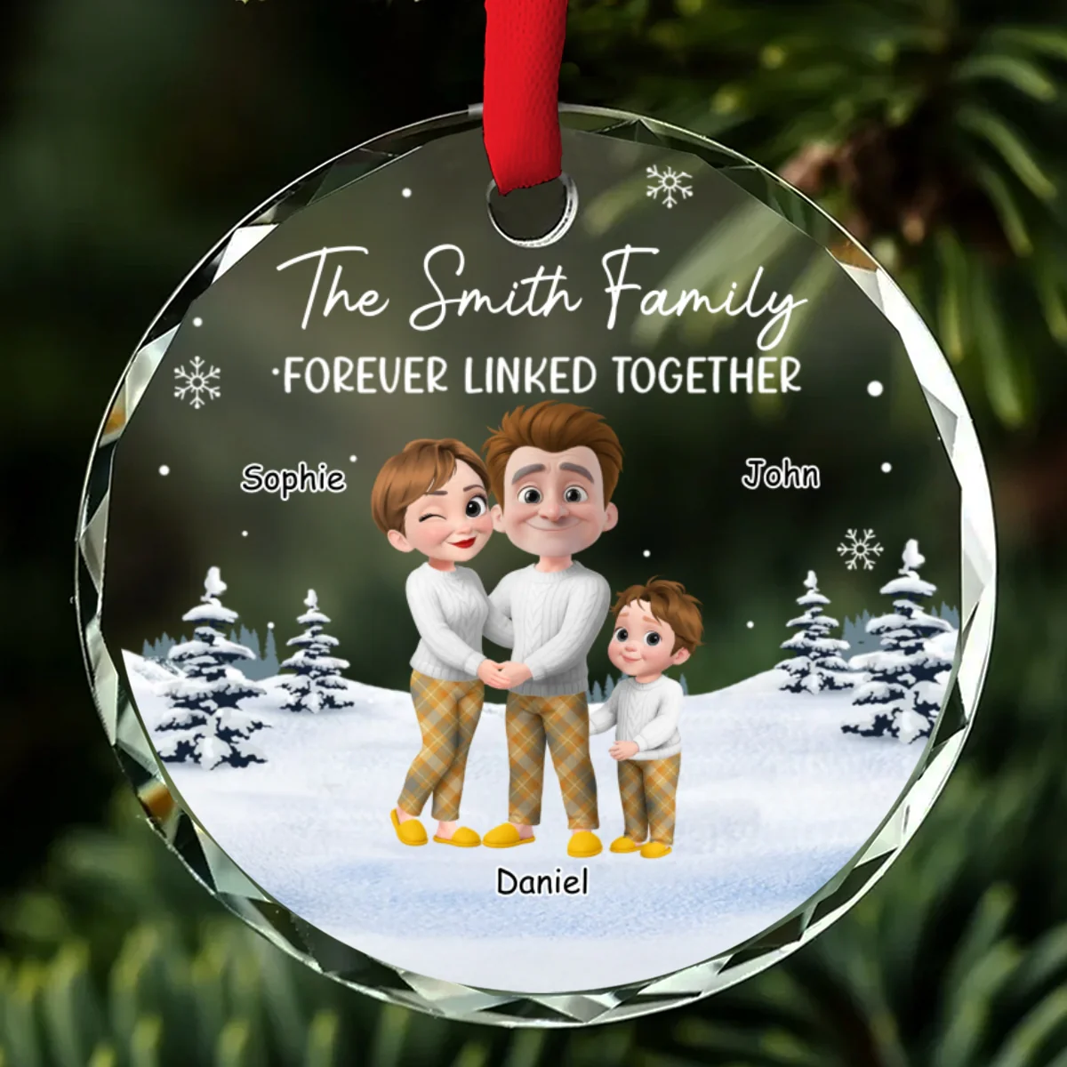 Family Hearts United - Personalized Custom Glass Ornament - Image 6