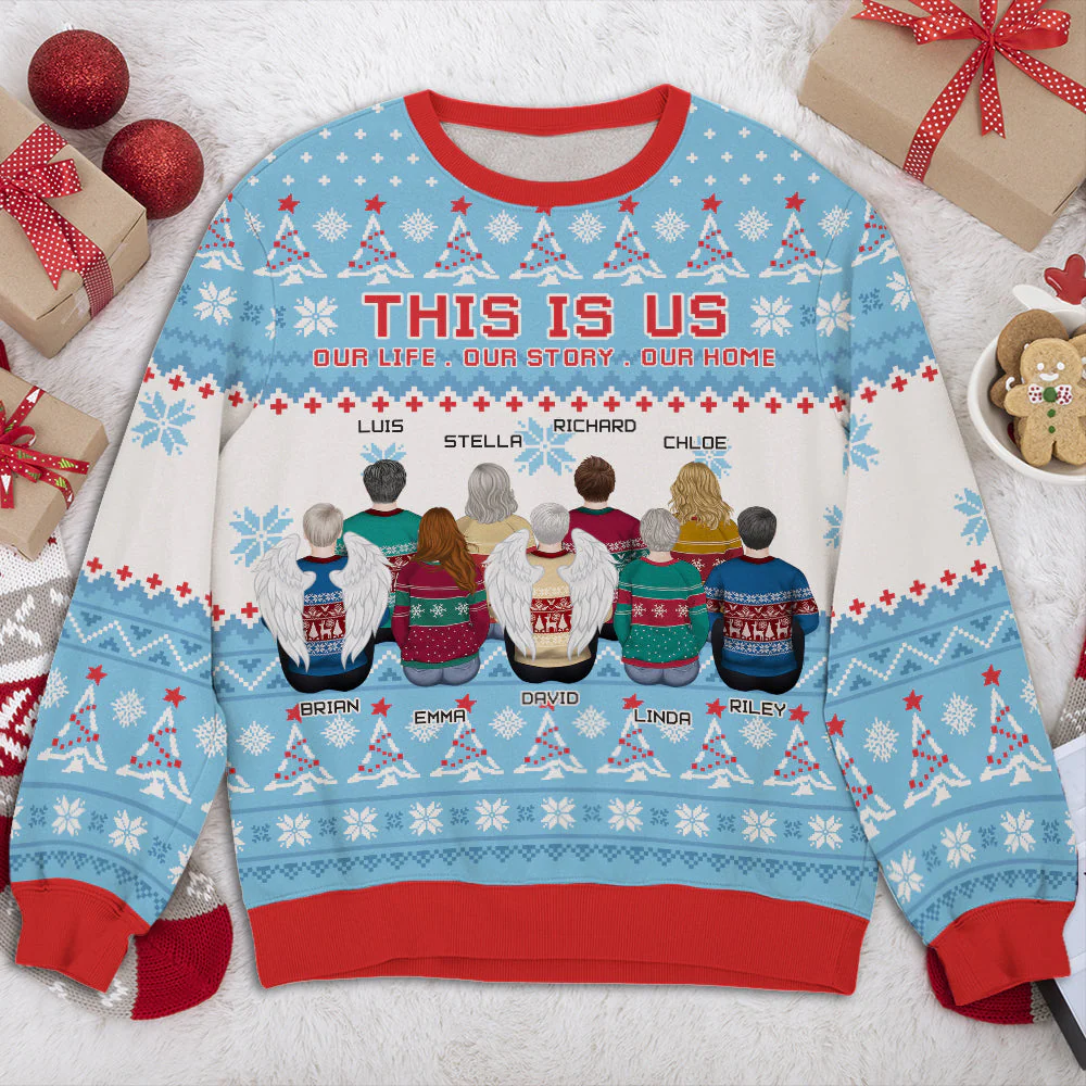 Family In Snow - Personalized Custom All-Over-Print Sweatshirt - Image 3