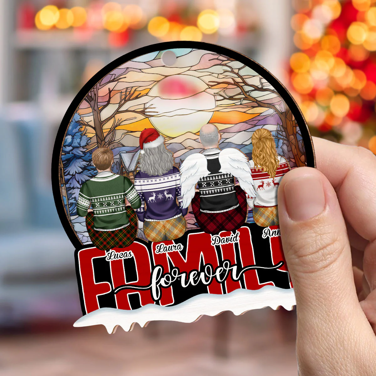 Family Last Forever - Personalized Custom Suncatcher Ornament - Image 4