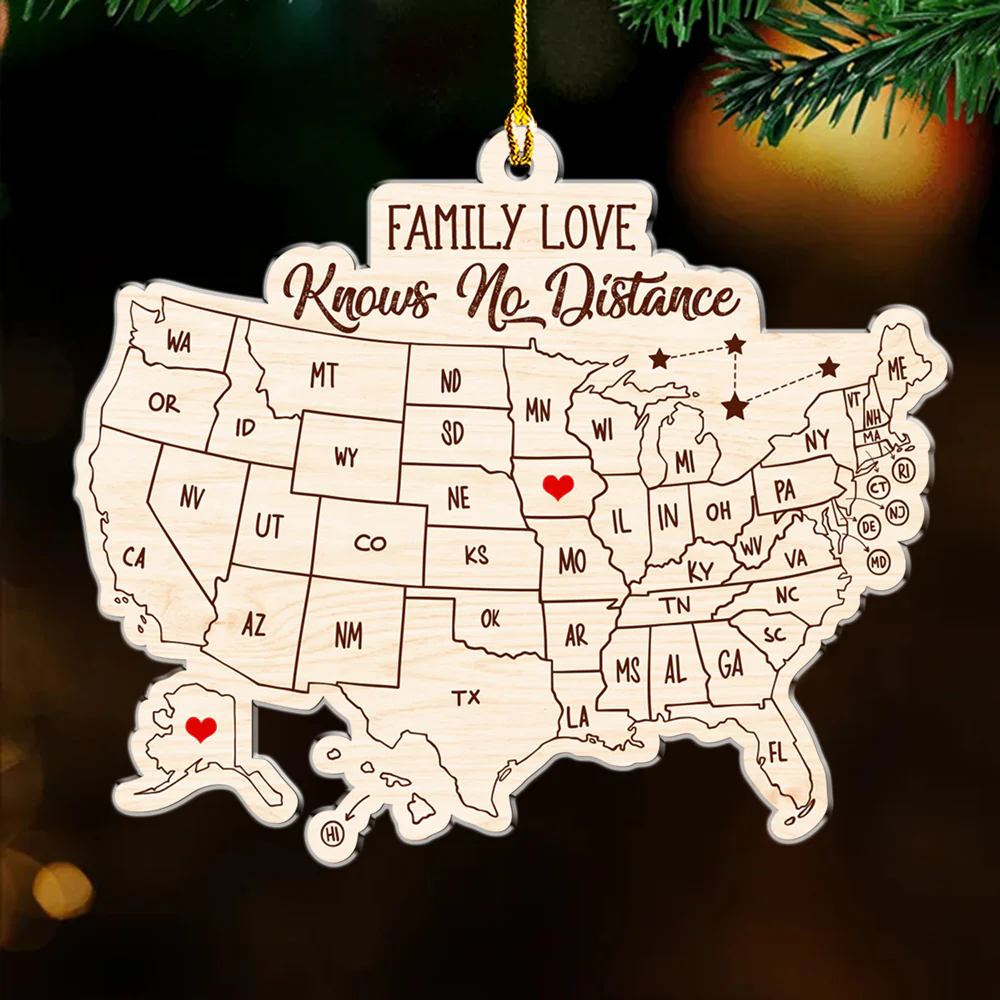 Family Love Across The Miles Version 2 - Personalized Custom Acrylic Ornament - Image 5