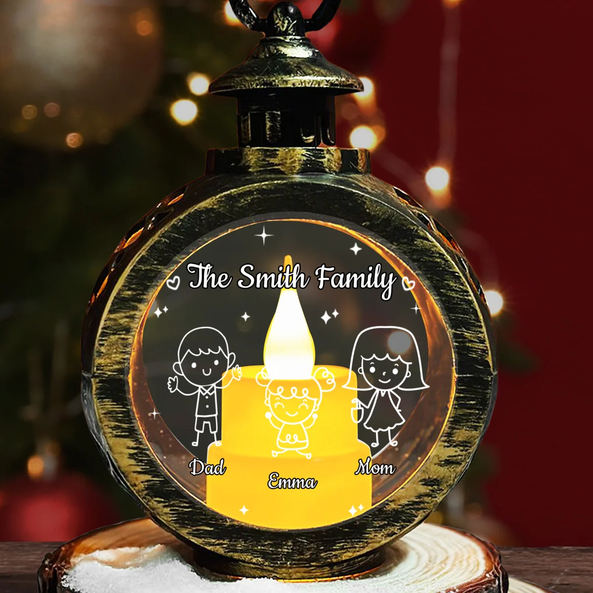 Family Love Is Endless - Personalized Custom Christmas Lantern - Image 6