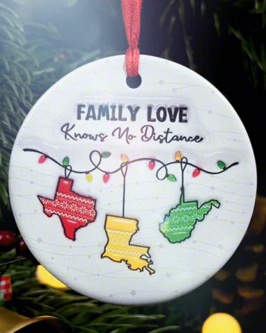 Family Love Knows No Distance Angel Wings - Personalized Custom 3D Inflated Effect Ceramic Ornament - Image 5