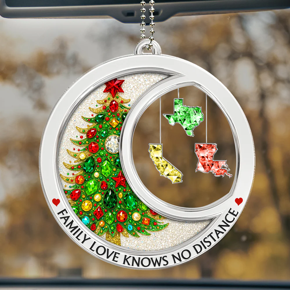 Family Love Knows No Distance Crystal - Personalized Custom Car Ornament