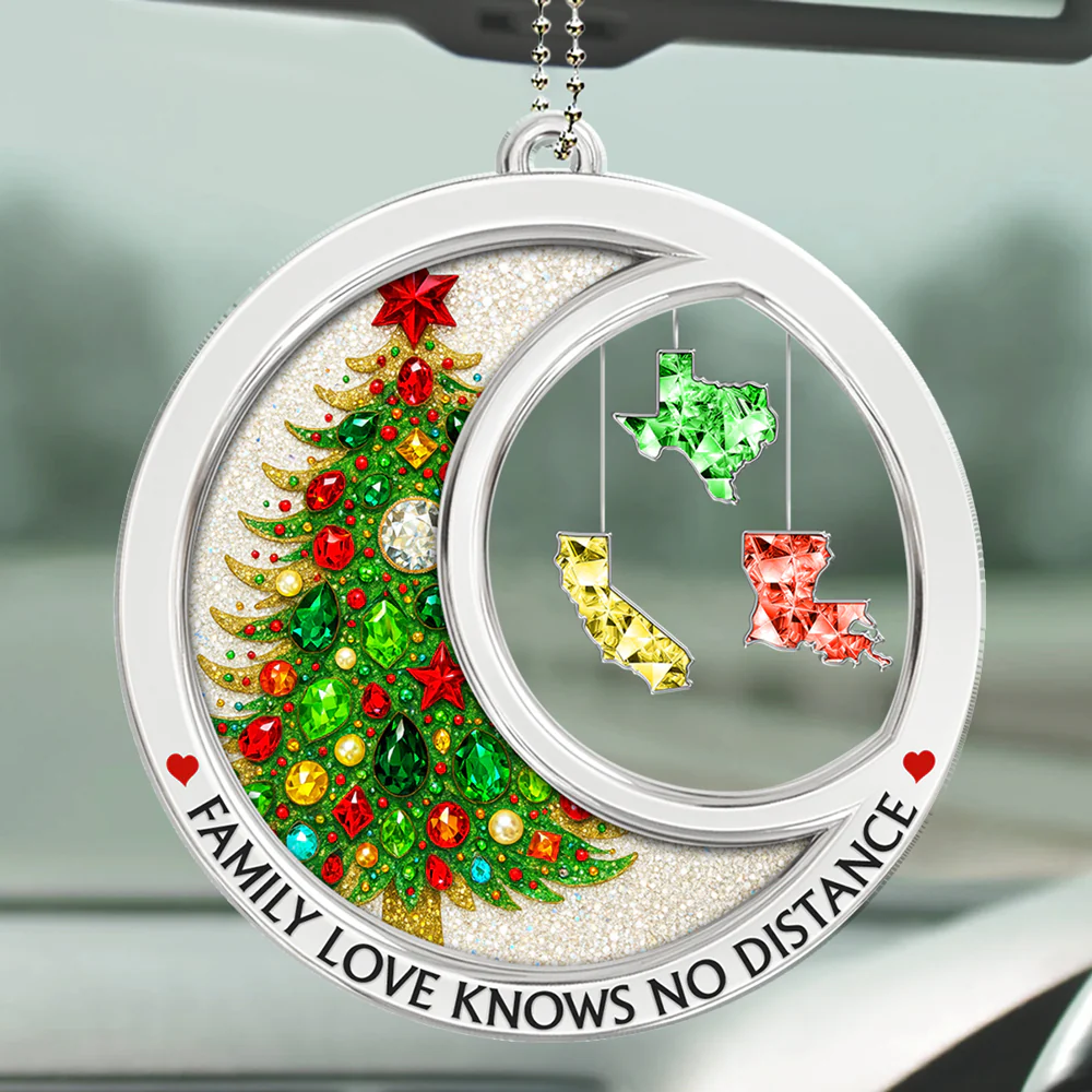 Family Love Knows No Distance Crystal - Personalized Custom Car Ornament - Image 2