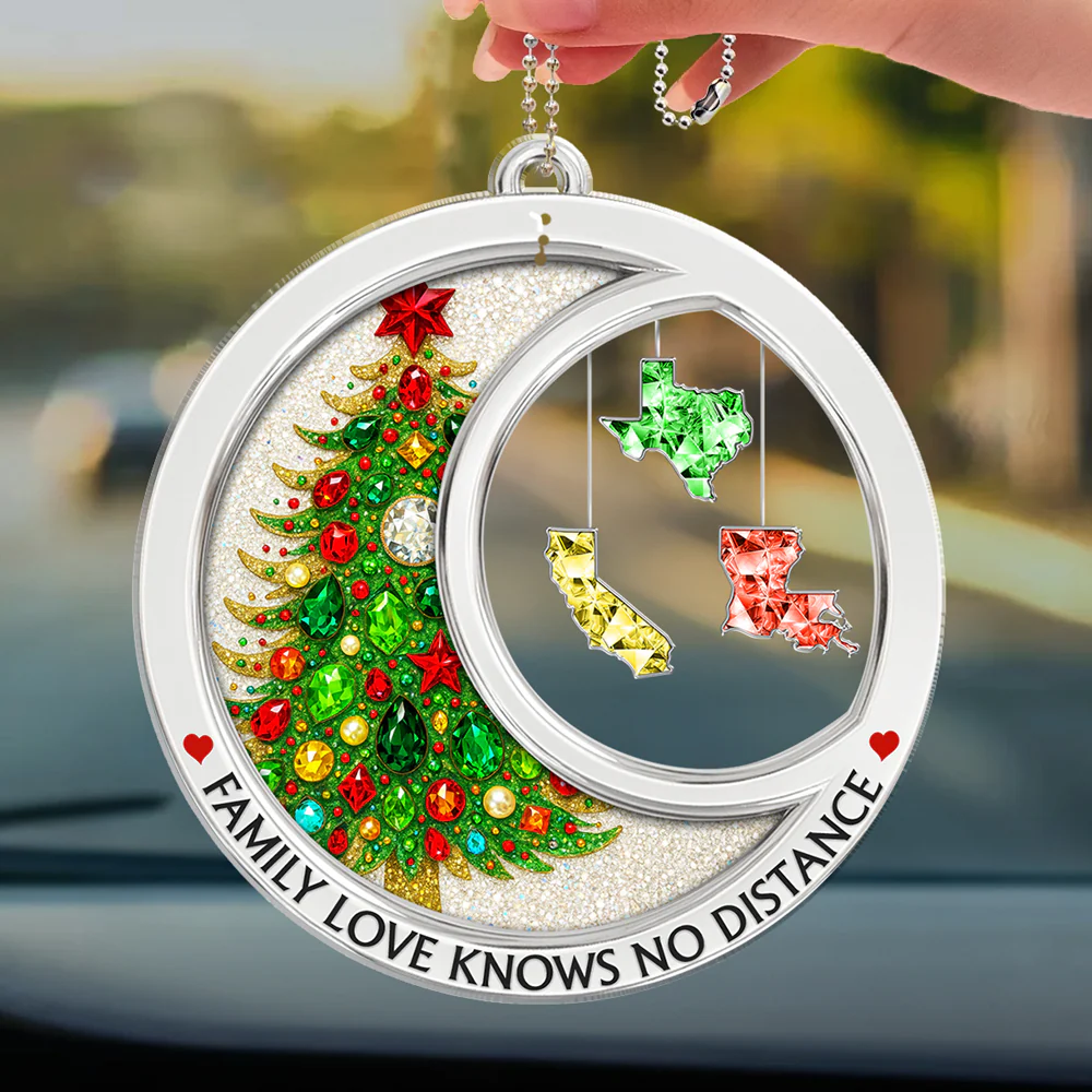 Family Love Knows No Distance Crystal - Personalized Custom Car Ornament - Image 3