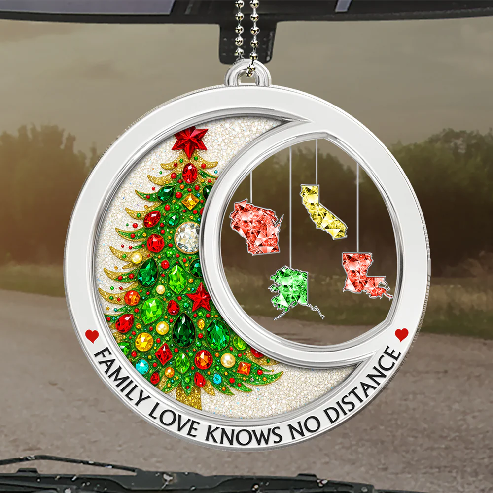 Family Love Knows No Distance Crystal - Personalized Custom Car Ornament - Image 4