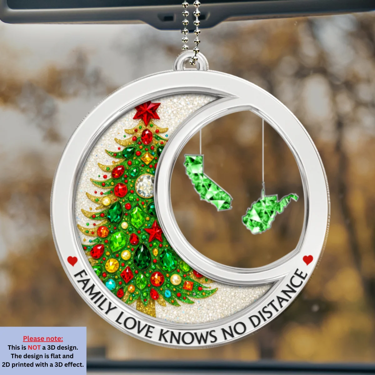 Family Love Knows No Distance Crystal - Personalized Custom Car Ornament - Image 5
